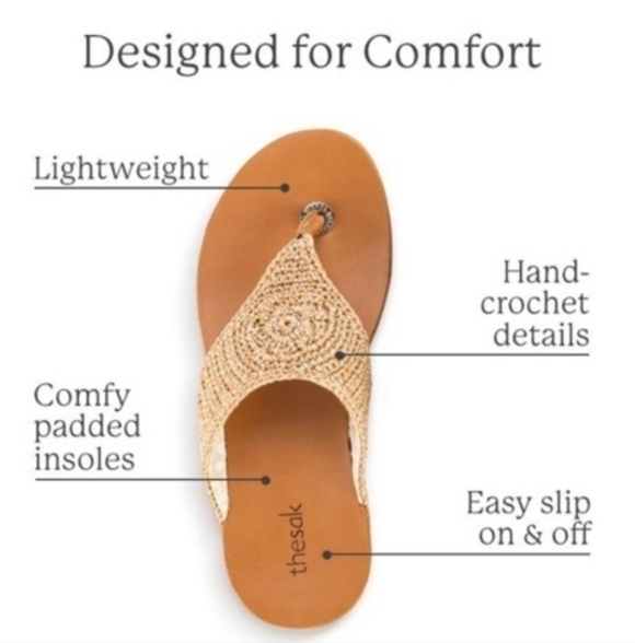 THE SAK Shana Rainbow Wood Beaded Hand Crochet Sandals & Bag Size 6 Boho Thong - Picture 3 of 16